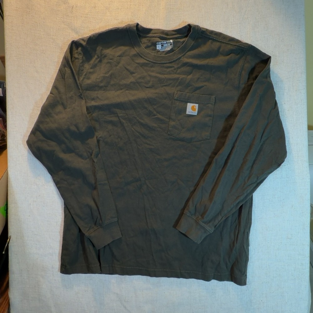Carhartt Loose Fit Long Sleeve Pocket T-Shirt Olive Green Men's Size Large